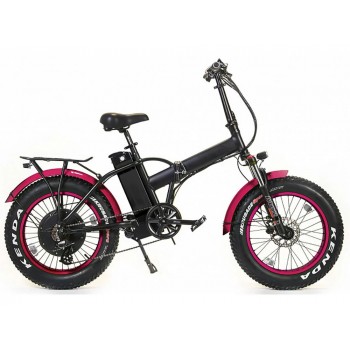 Электровелосипед электрофэтбайк складной Медведь Fold 1000 черно-розовый